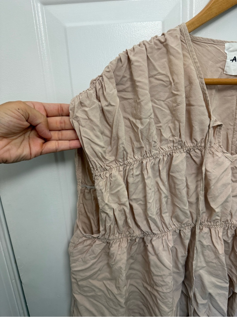 Antic Q Pink Tiered Short Sleeve Blouse M Rustic Farmhouse Cottagecore Romantic - Picture 3 of 6